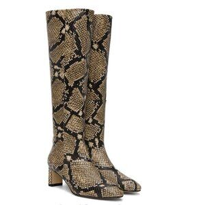 Aeyde Taylor Hazelnut Snakeprint Knee High Boots, 39 NWT